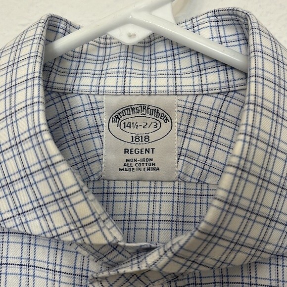 Brooks Brothers 14 1/2 - 2/3 1818 Regent Cotton Dress Shirt windowpane - Picture 1 of 11